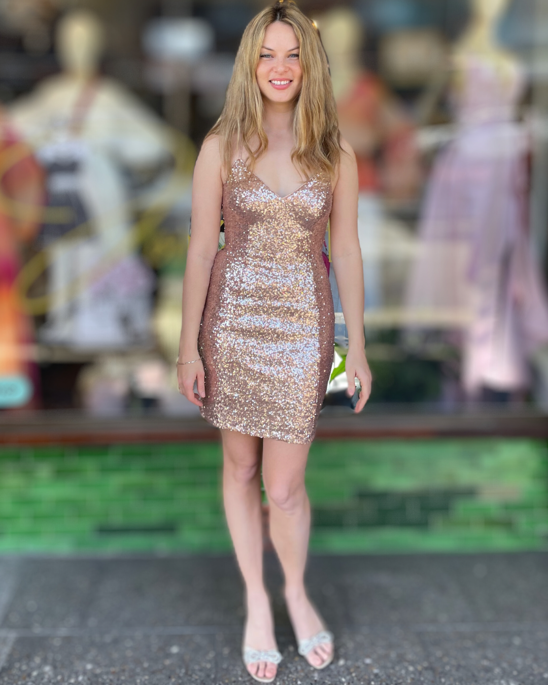 Ms. Ann Miss Anne - Mini Sequin Dress - Rose Gold – Jodi Maree Fashion