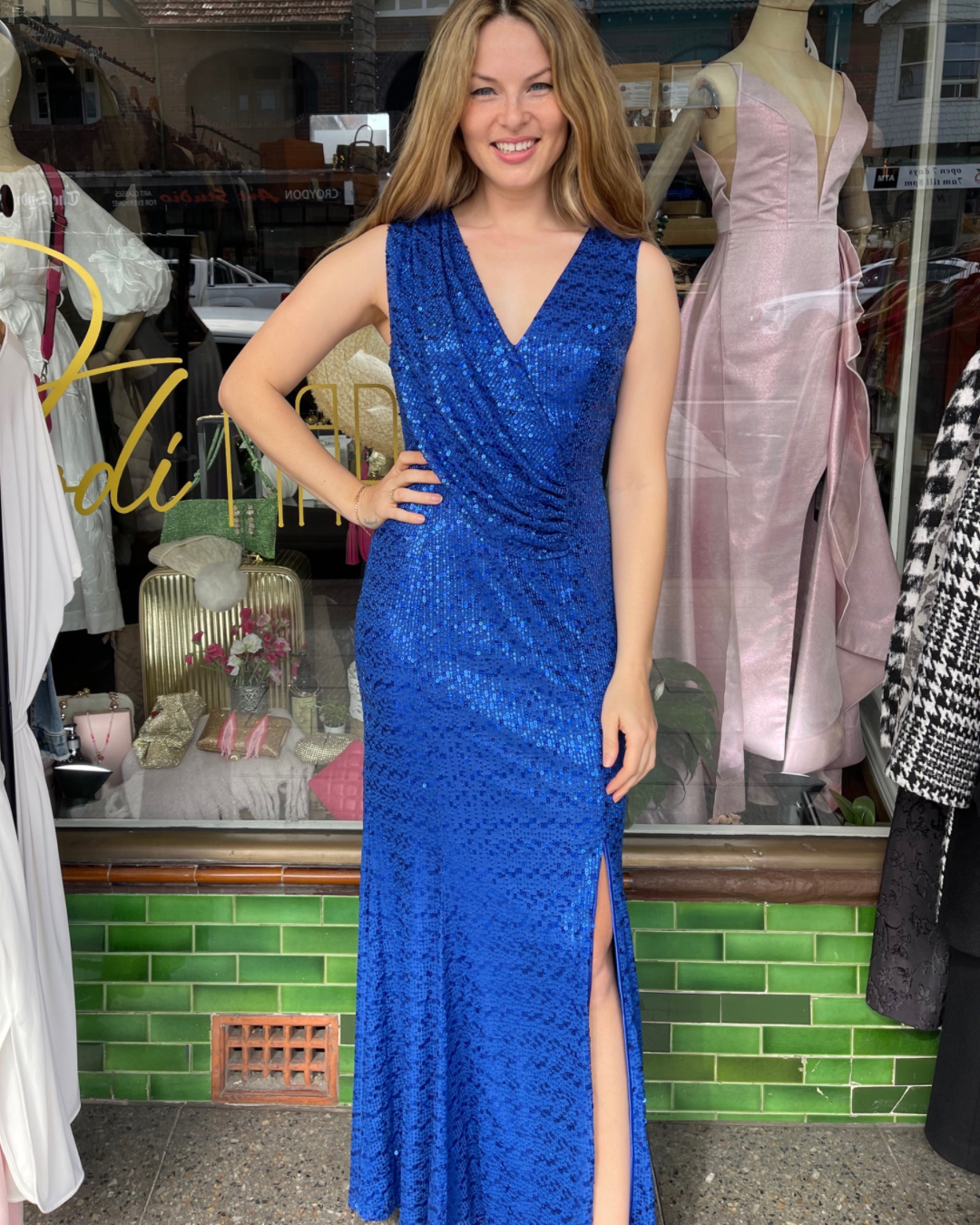 Miss Anne - Sequin Maxi Dress - Blue