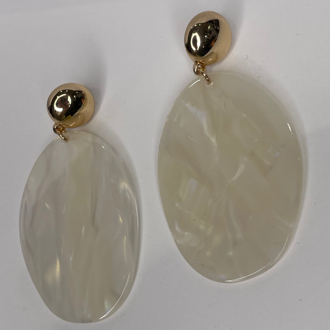 Cream Opalessence Gold Stud Earrings 