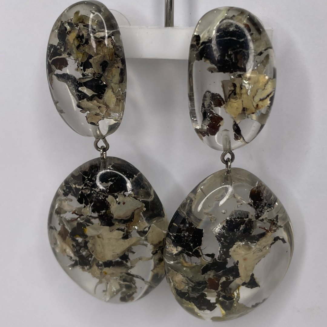 Rising From The Ashes - Dried Flowers and Clear Resin Double Drop Earrings