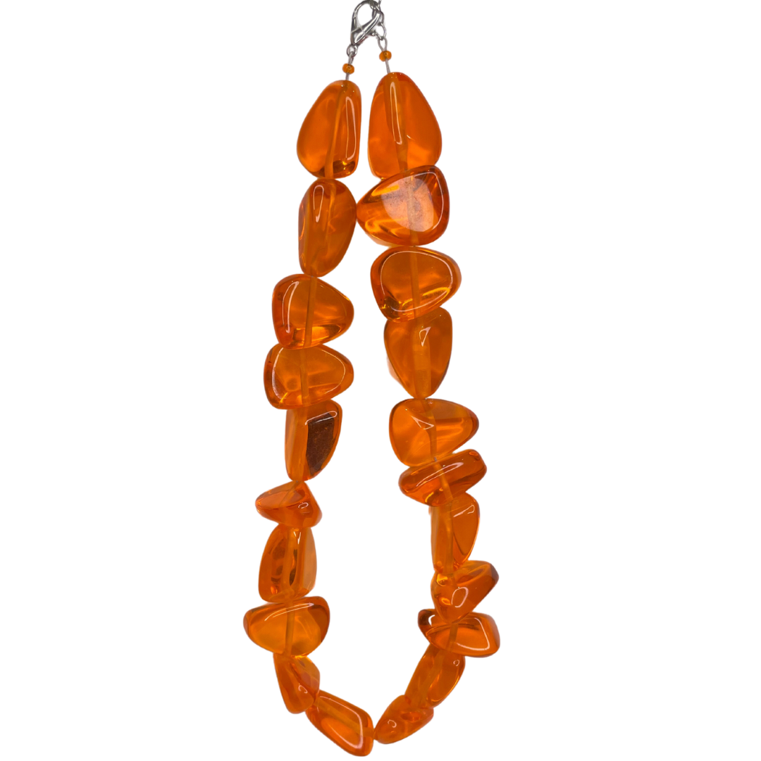 Jack And Brazil Island Resin Necklace - Bright Orange, Mid Length 