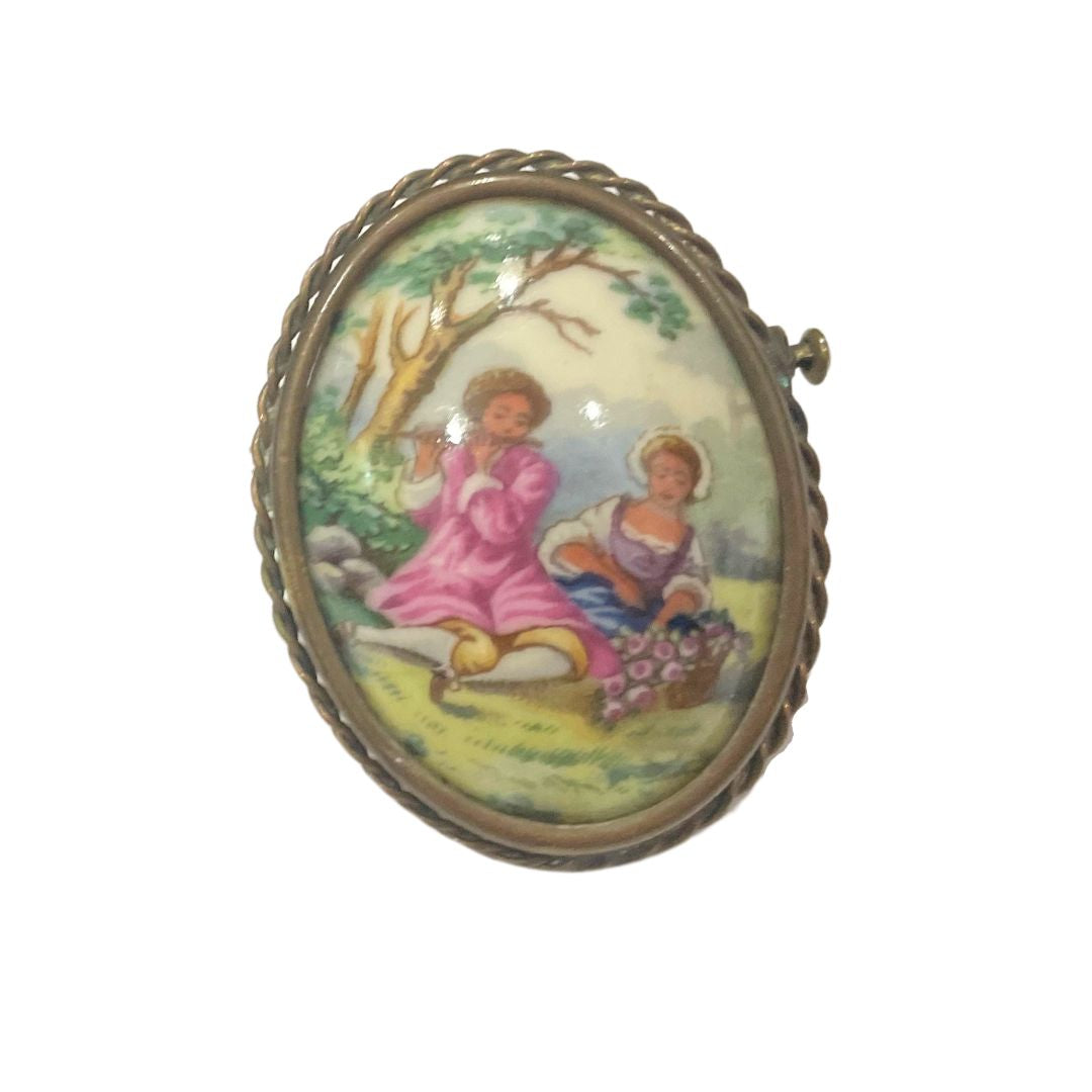 Jodi Maree Jewellery - Antique Hand Painted Porcelain Brooch 
