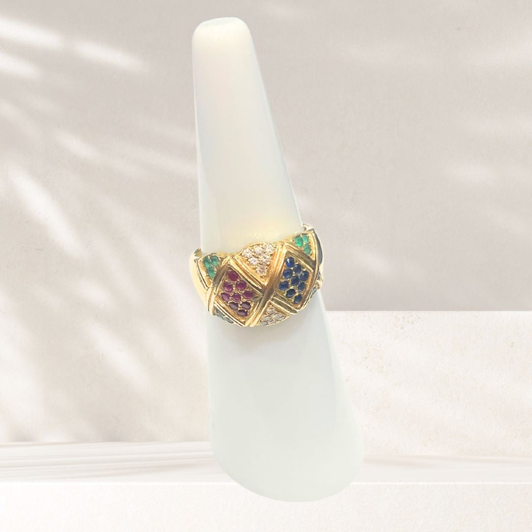 Jodi Maree Jewellery - Vintage Gucci Ring Sapphire, Emerald, Ruby, Diamond 18 Carat Gold