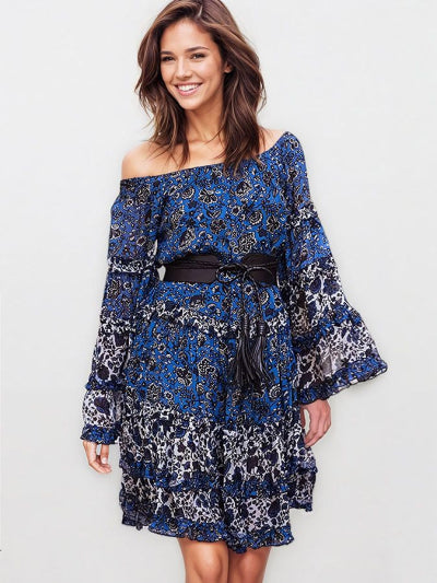 Miss June Torina Midi Dress - Blue Paisley - DA-65
