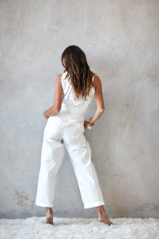 Natasha The Label Erica Belted Cotton Pant - White