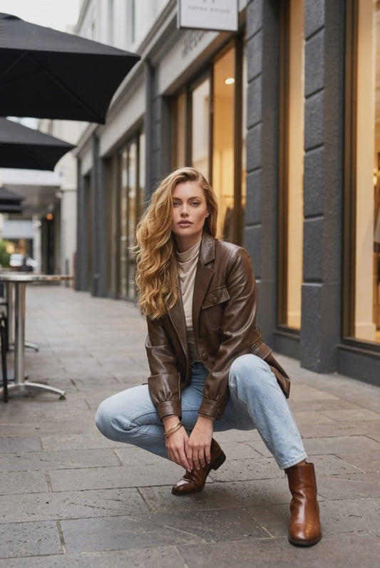 Birds Of A Feather Couture - Cartia Leather Jacket - Tan