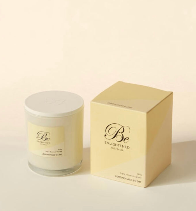 Be Enlightened - Lemongrass & Lime Elegant Triple Scented 2 Wick Candle 420g