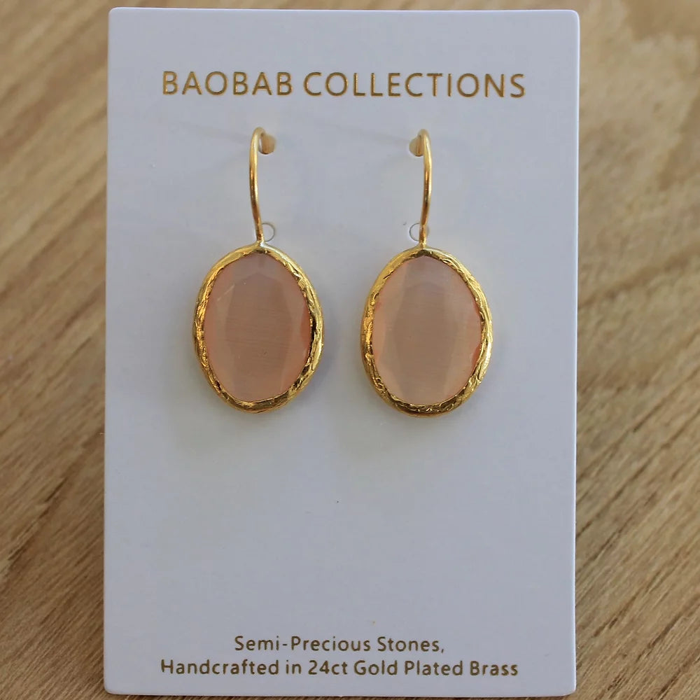 Baobab Collections - Quartz Hook Earrings (Small) - Gold / Nude - AEHSN