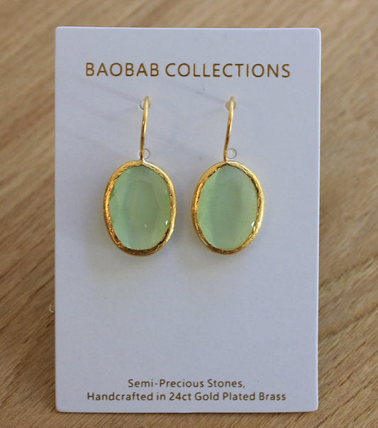 Baobab Collections - Quartz Hook Earrings (Small) - Gold / Green - AEHSG