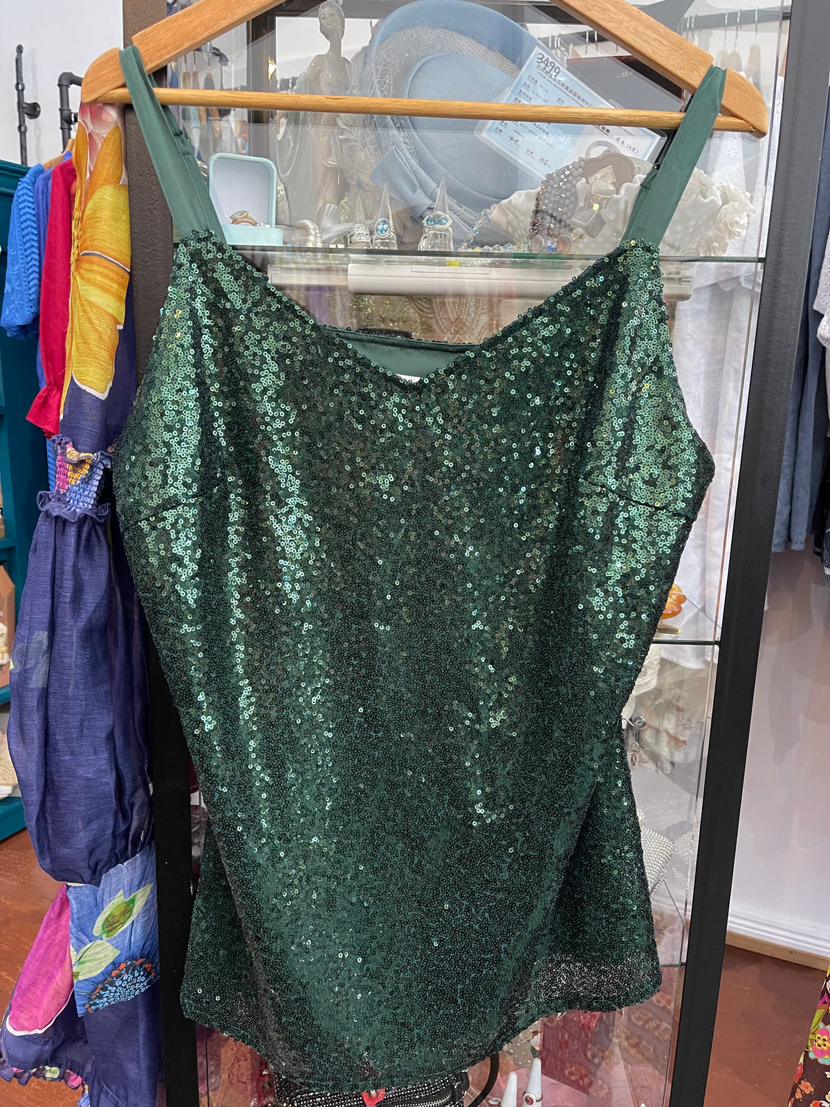 Kamare Quinn Sequin Camisole - Forest Green 