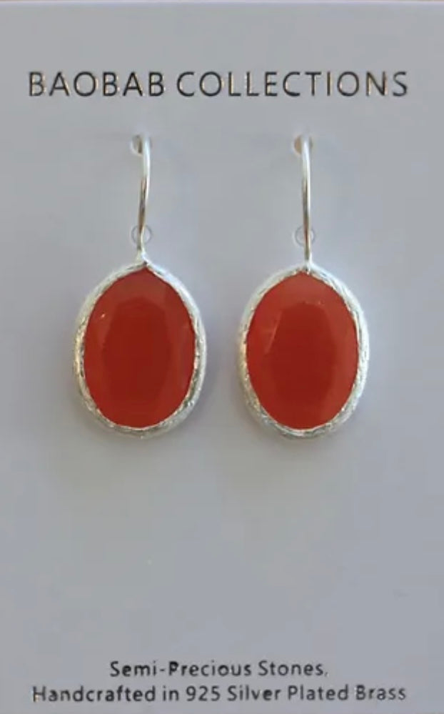 Baobab Collections - Quartz Hook Earrings (Small) - Silver / Red -  AEHSSR
