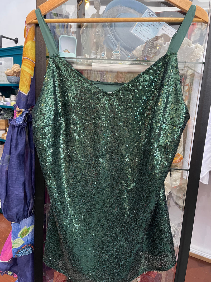 Kamare Quinn Sequin Camisole - Forest Green 