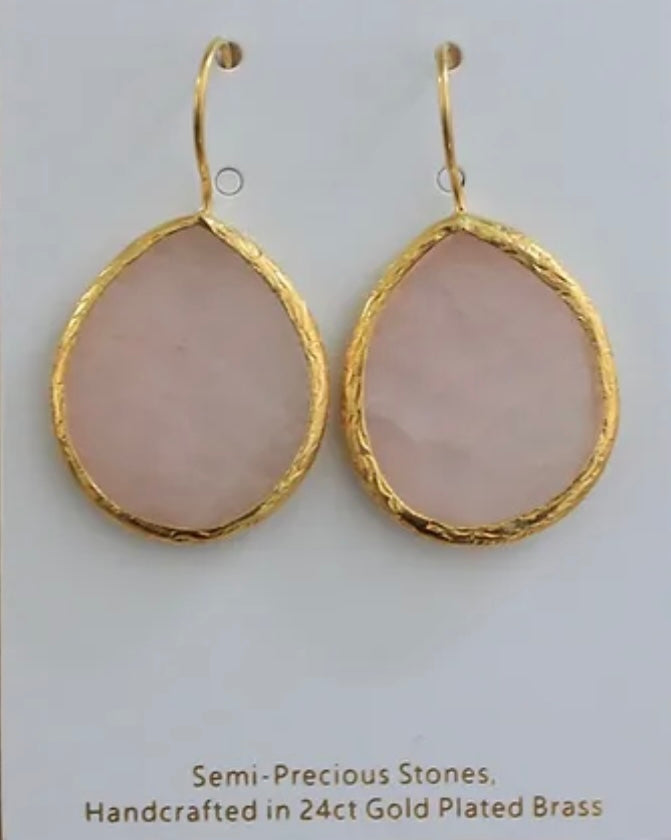 Baobab Collections - Quartz Hook Earrings (Small) - Gold / Pink - AEHJSP